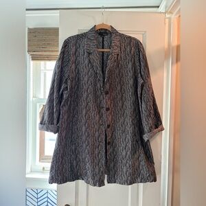 Sun Kim Black & Gray Textured Long Blazer Jacket